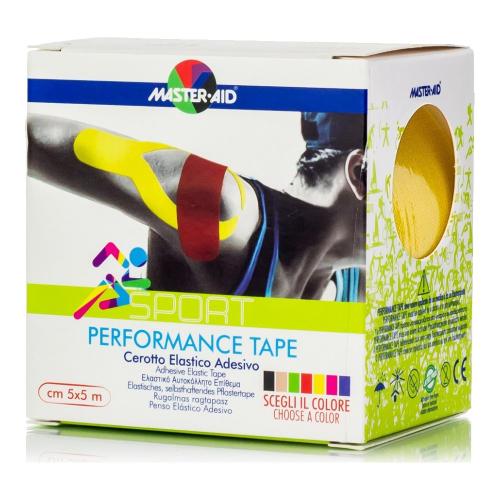 Master Aid Sport Performance Tape Κίτρινη Αυτοκόλλητη Ελαστική Ταινία για Επιδέσεις 5mx5cm 1 Τεμάχιο